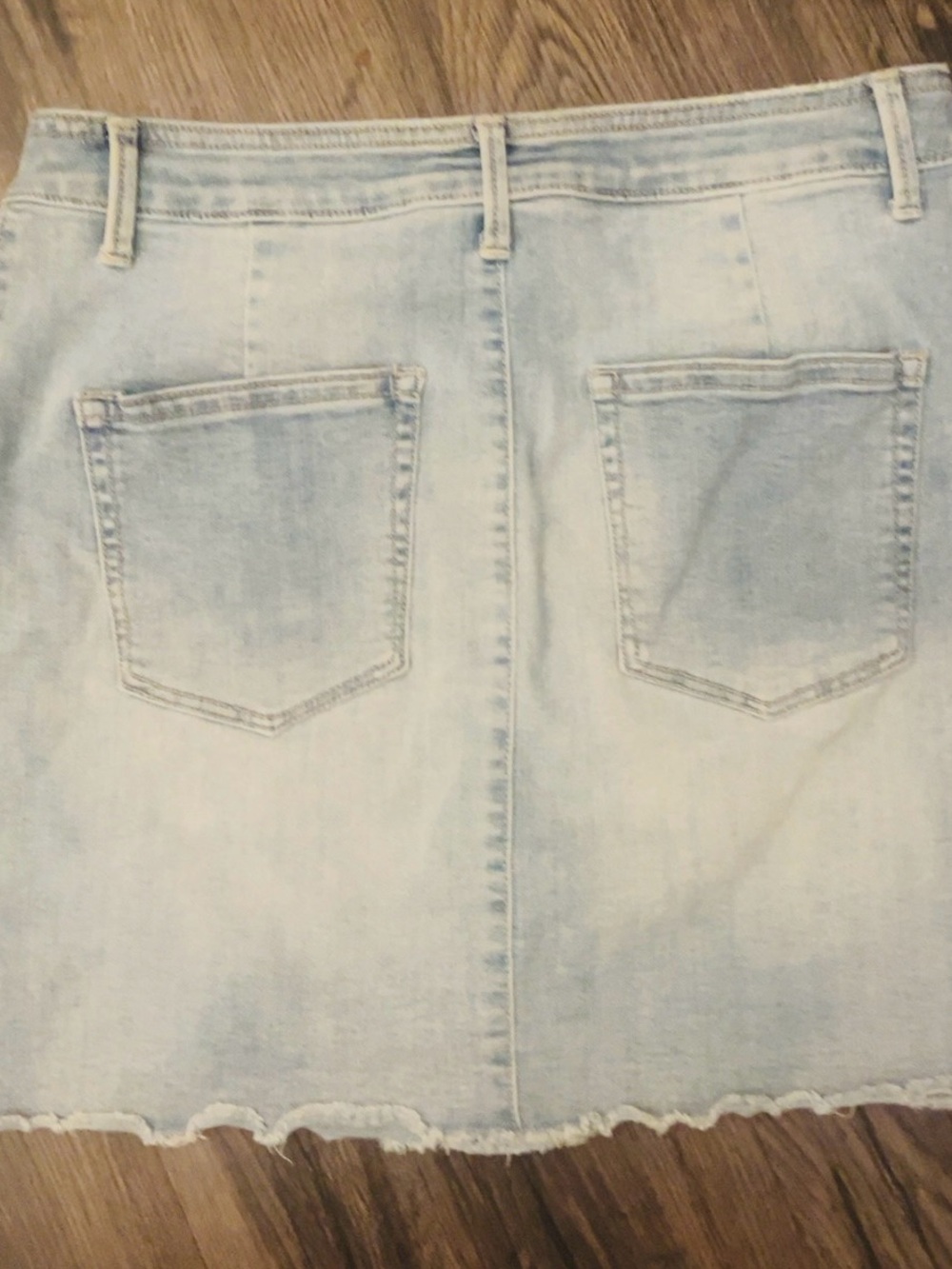 Maurices Light Blue Denim Mini Skirt with Back Pockets
